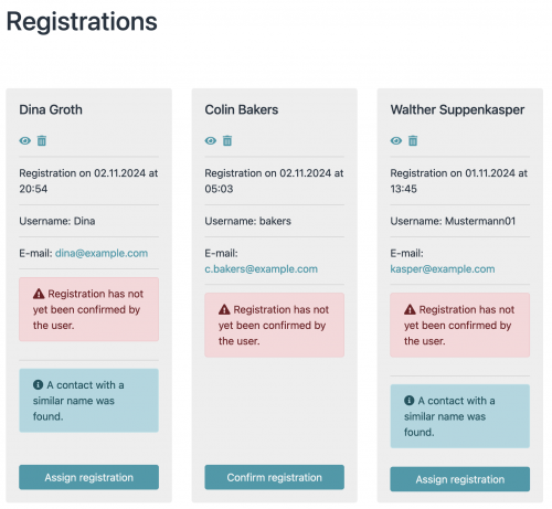 Registration settings