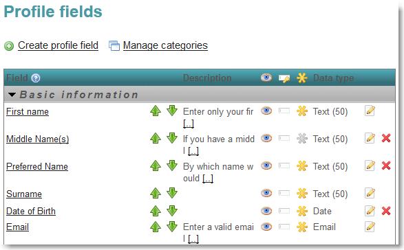 Profile fields