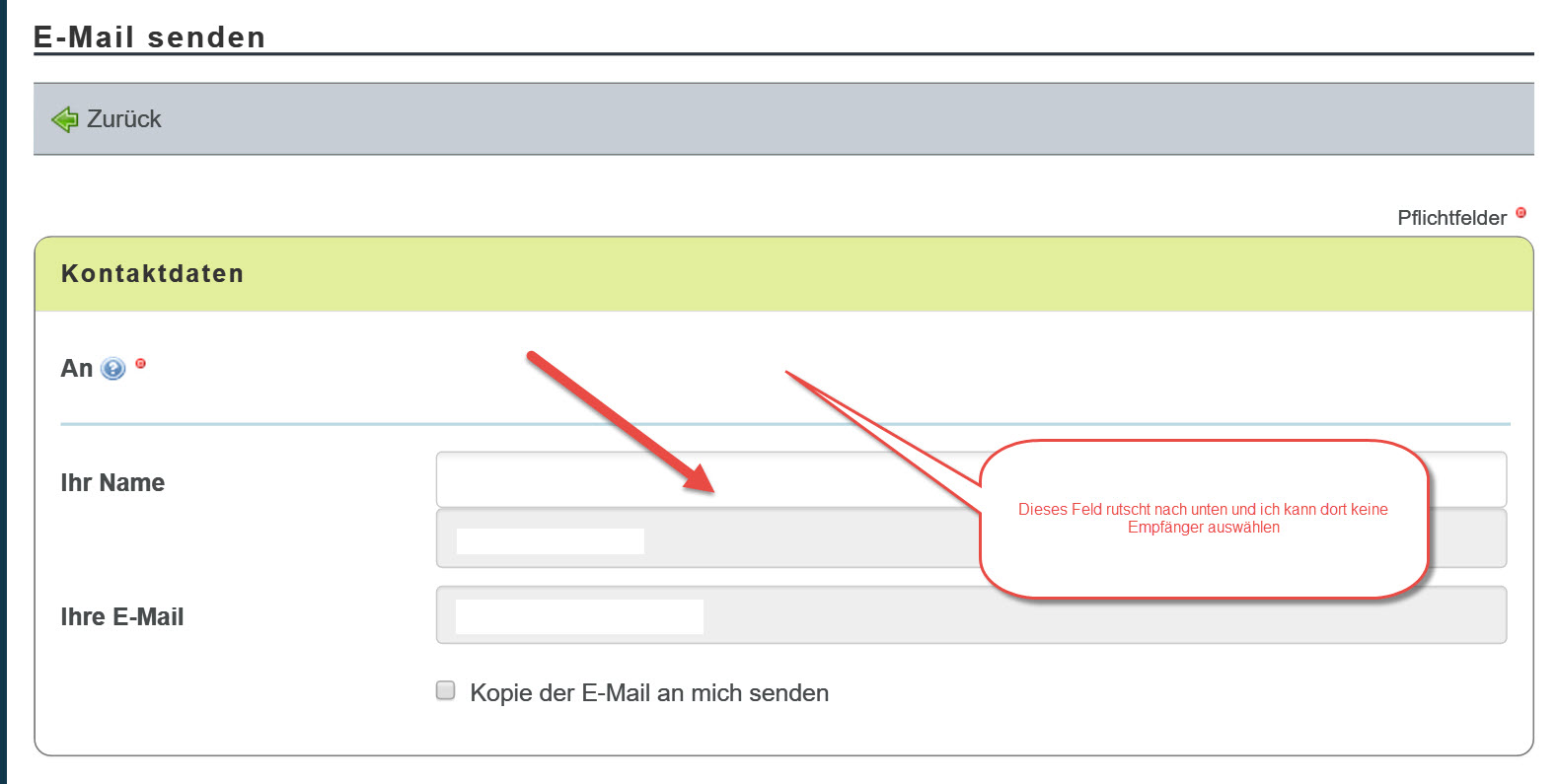 Fehler im Bereich Mail