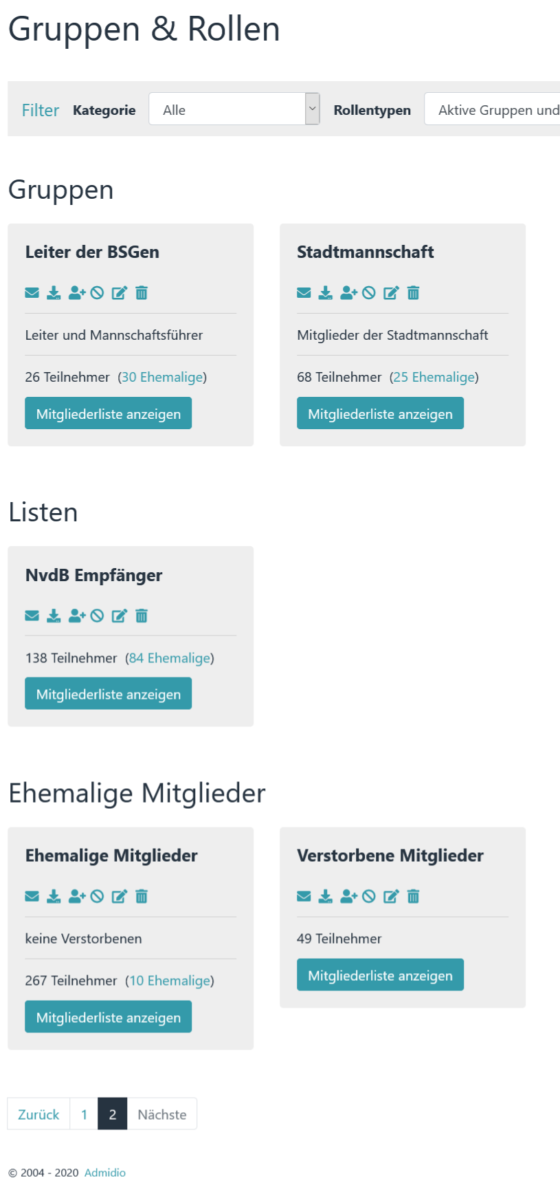 Gruppen &amp; Rollen Berechtigungen Seite 2